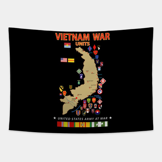 Map - US Military Units in Vietnam Tapestry by twix123844