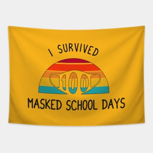 I survived 100 masked school days retro vintage funny gift Tapestry