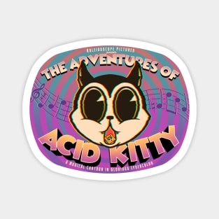 The Legend of Acid Kitty Pt. 3 - The TV Show - Cute Retro Tripping Kitten Cartoon Magnet