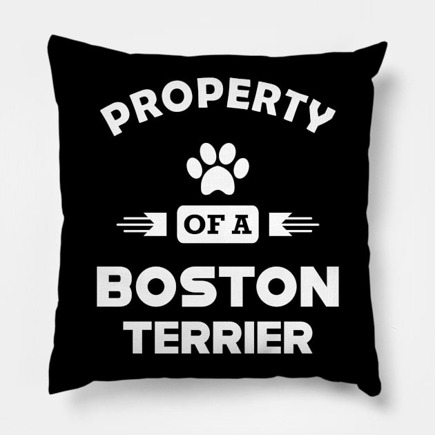 Boston Terrier Dog - Property of a boston terrier Pillow by KC Happy Shop