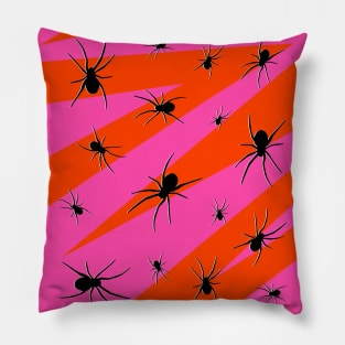 Halloween Spider Pattern on Pink and Orange Pillow