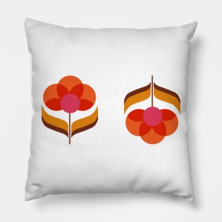 Retro Flower - White Pillow