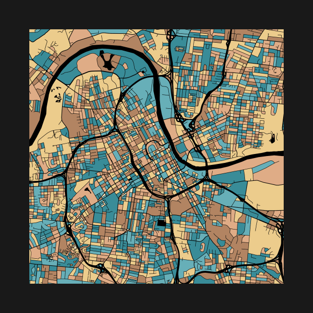 Nashville Map Pattern in Mid Century Pastel by PatternMaps