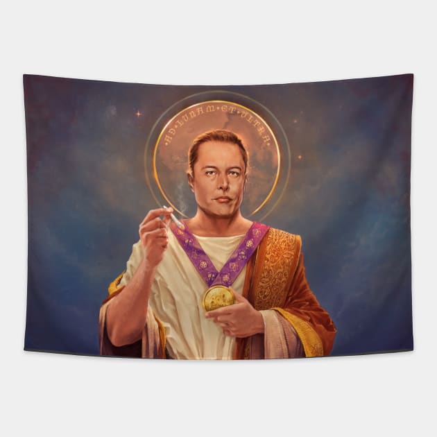 Saint Elon of Musk - Elon Musk Original Religious Painting T-Shirt Tapestry by vincentcarrozza