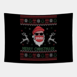 Merry Christmask Christmas 2020 Funny Santa Face Mask Ugly Tapestry