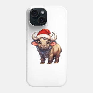 African Cape Buffalo in Santa Hat Phone Case