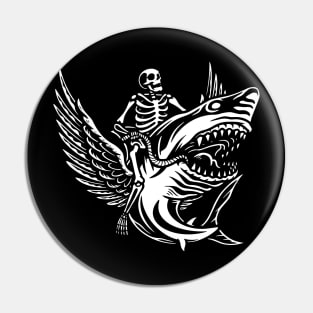 Funny Skeleton riding shark Halloween Gift Pin