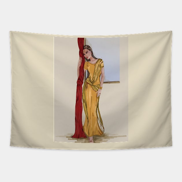 Fashion glamour model posing Tapestry by CoolFactorMerch