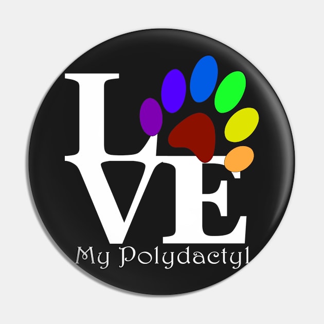 LOVE Polydactyl Cats (White Ink) Pin by homebornlove