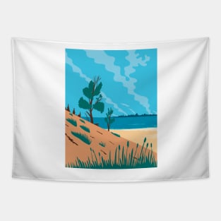 Indiana Dunes National Park  in Northwestern Indiana United States WPA Poster Art Color Tapestry