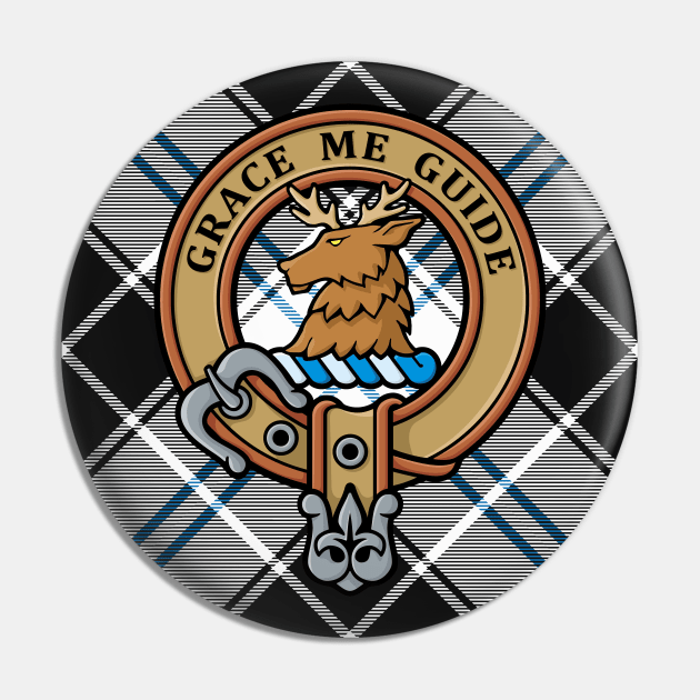 Clan Forbes Crest over Dress Tartan Pin by sifis