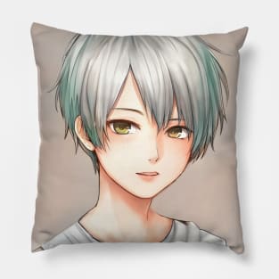 Green hair tomboy anime girl Pillow