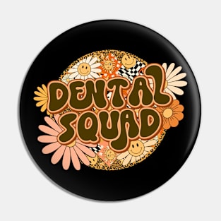 Dental Squad Retro Groovy Floral Leopard Pin