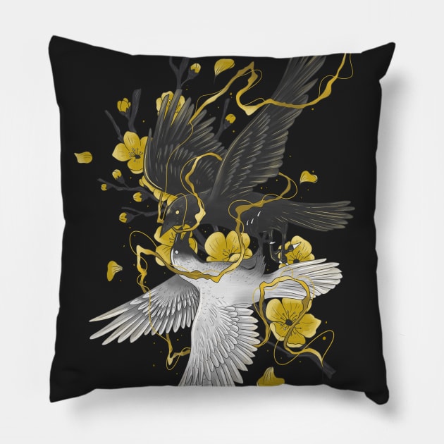 Golden Crow Pillow by Jess Adams