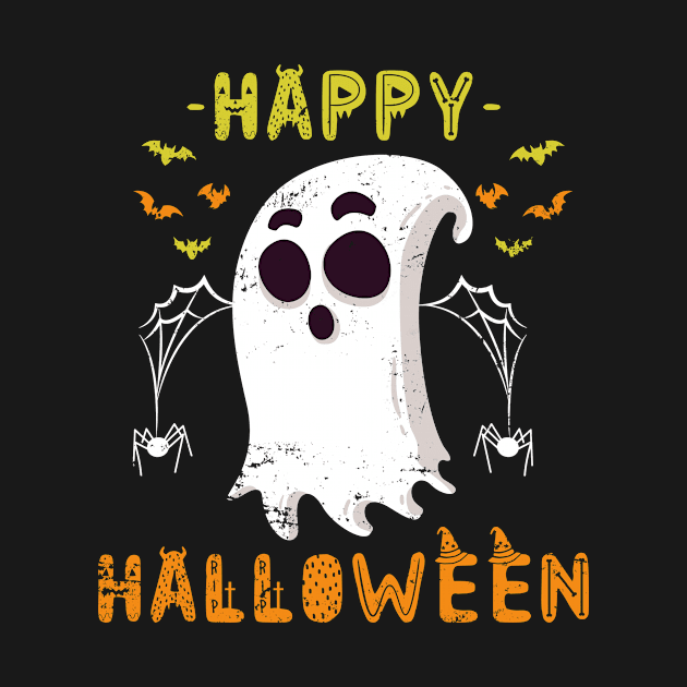 Spiderweb Ghost Happy Halloween by shirtsyoulike