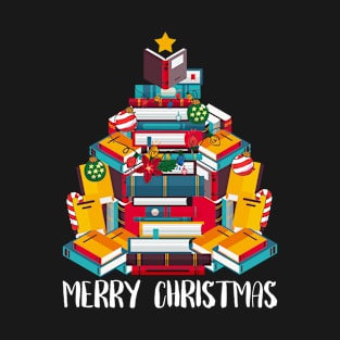 Christmas Tree Book Reading Librarian Bookworm T-Shirt