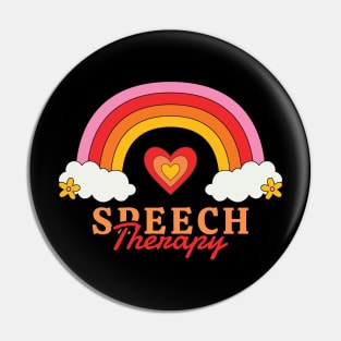 Speech Therapy - rainbow retro Pin