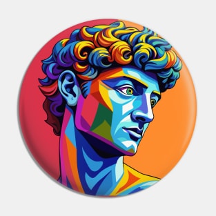 Head of Michelangelo's David in pop art style Pin