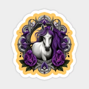 Horse Surrounded By Purple Violet Flowers New Jersey State Tattoo Art Magnet