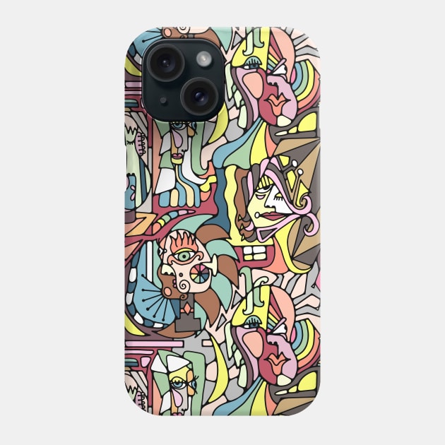 Cubist  Style Lady Faces Phone Case by Slightly Unhinged