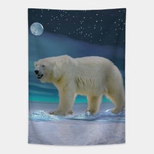 Polar Bear in Moonlight Tapestry