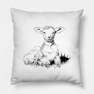 Lamb Ink Drawing Pillow