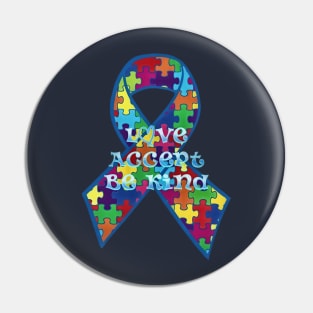 Autism Awareness Puzzle Ribbon Design Pin