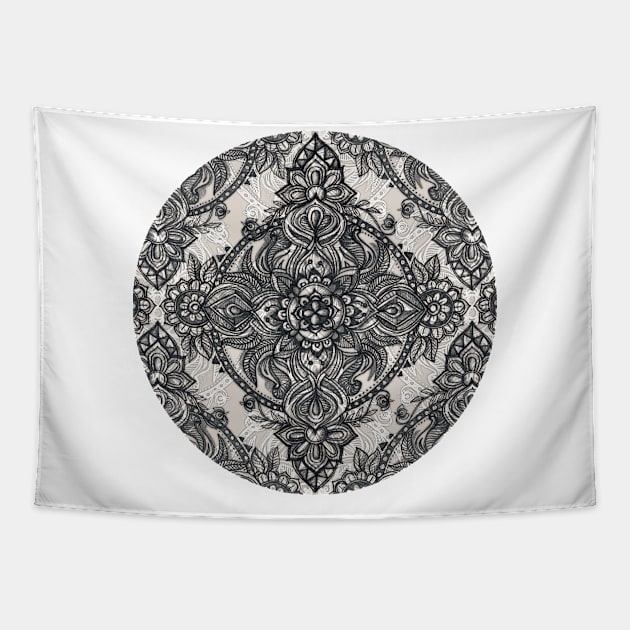 Charcoal Lace Pencil Doodle Tapestry by micklyn