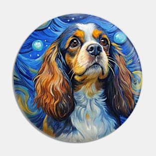 Cavalier King Charles Spaniel Dog Breed Painting in a Van Gogh Starry Night Art Style Pin