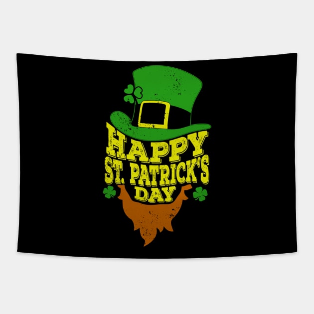 Happy St Patricks Day T-Shirt Shamrock Beard irish Gift Tee Tapestry by biNutz