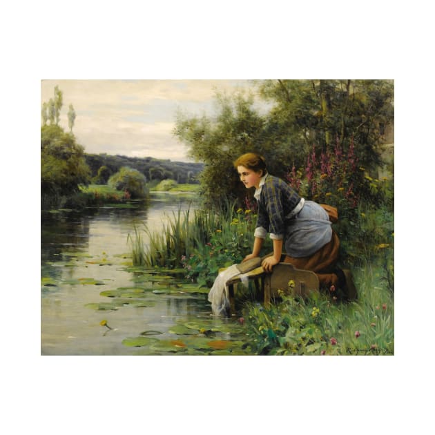 Laundress by the Water's Edge by Daniel Ridgway Knight by Classic Art Stall