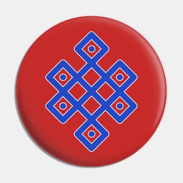 Tibetan Endless Knot - Blue Pin by footloosefabric