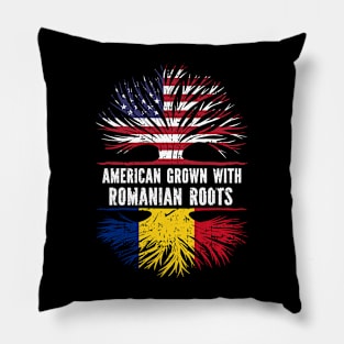 American Grown with Romanian Roots USA Flag Pillow