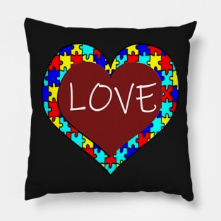 Autism Mom, Family & Teacher Puzzle Love Quote Autistic Awareness Gifts Pillow