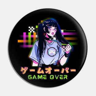 Anime Girl Game Over Japanese Vaporwave Pin