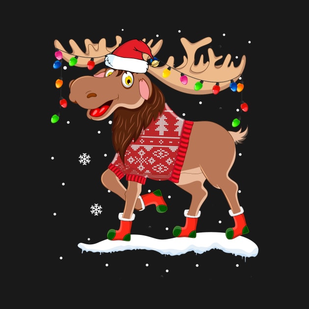 Ugly Christmas Sweater Moose by TeeSky