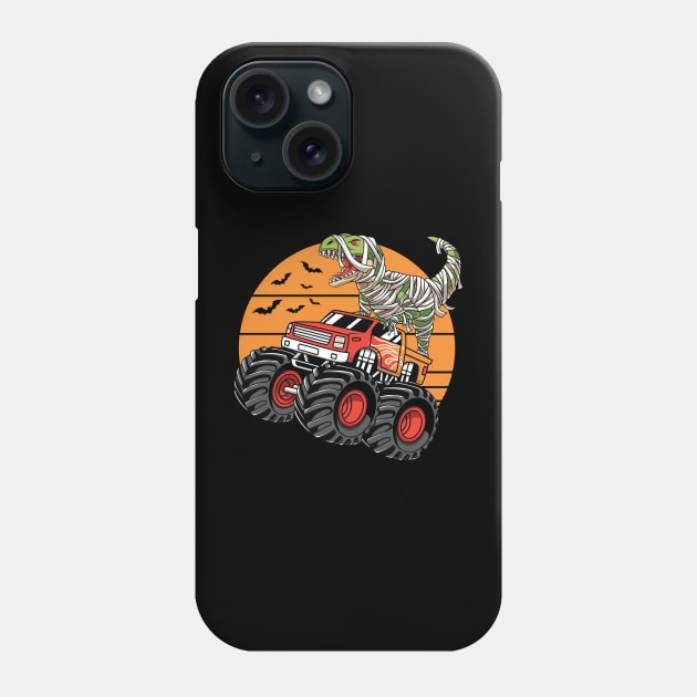 DInosaur T Rex Mummy Riding Monster Truck Halloween Costume Phone Case by HCMGift