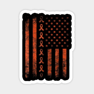 leukemia cancer awareness orange ribbon us flag Magnet