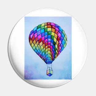 Rainbow Watercolor Hot Air Balloon Pin