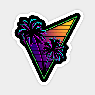 80s Synthwave Inspire Palm Tree Silhouette Triangle Design Magnet