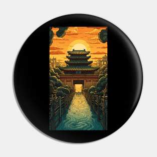 Ethereal East: Intricate Pagoda Landscapes Pin