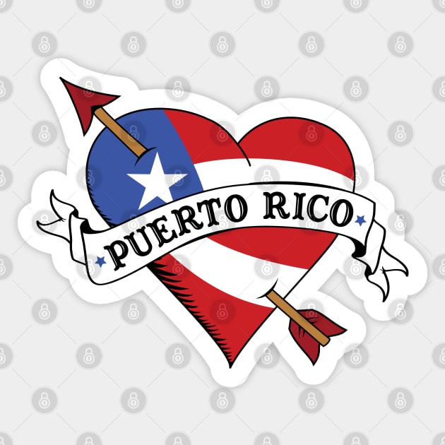 Puerto Rico Flag Heart' Sticker