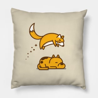 Fox and Lazy Dog Pillow