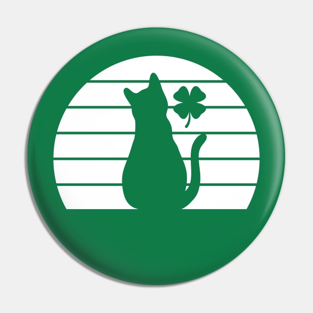 St Patricks Day Cat Lucky Shamrock (White) Pin by yoveon