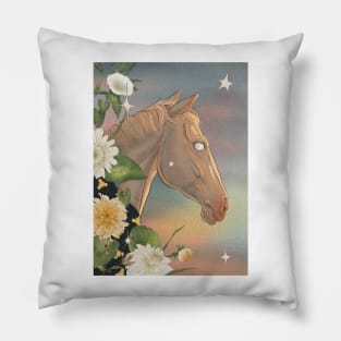 Mythical Horse with flowers and stars Pillow