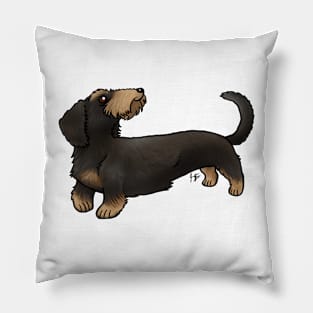 Dog - Wire-Haired Dachshund - Black and Tan Pillow