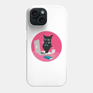 Work From Home Cat (Circle Design) Phone Case