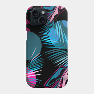 Abstract pattern with circles and tropical leaves Phone Case