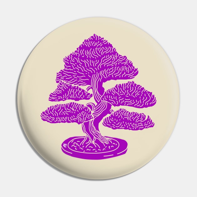 Purple Bonsai Woodblock Pin by Warm Your Toes