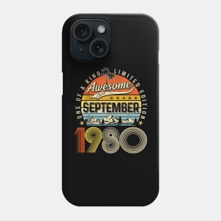 Awesome Since September 1980 Vintage 43rd Birthday Phone Case